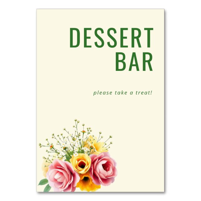 Numéro De Table Panneau de bar à desserts floral pastel joyeux (Par défaut)
