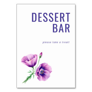 Numéro De Table Panneau de bar à desserts floral pourpre fantaisis