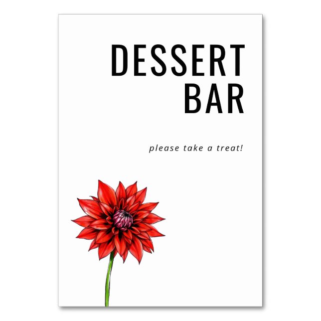 Numéro De Table Panneau de bar à desserts floral rouge joyeux (Par défaut)