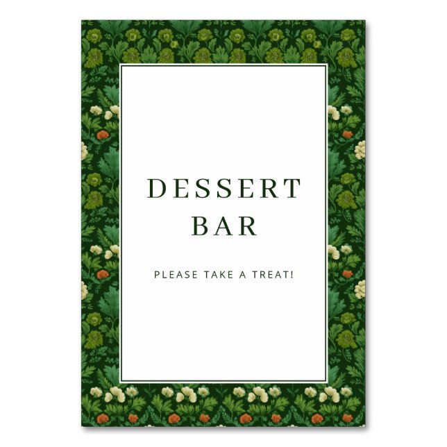 Numéro De Table Panneau de bar à desserts floral vert joyeux (Par défaut)