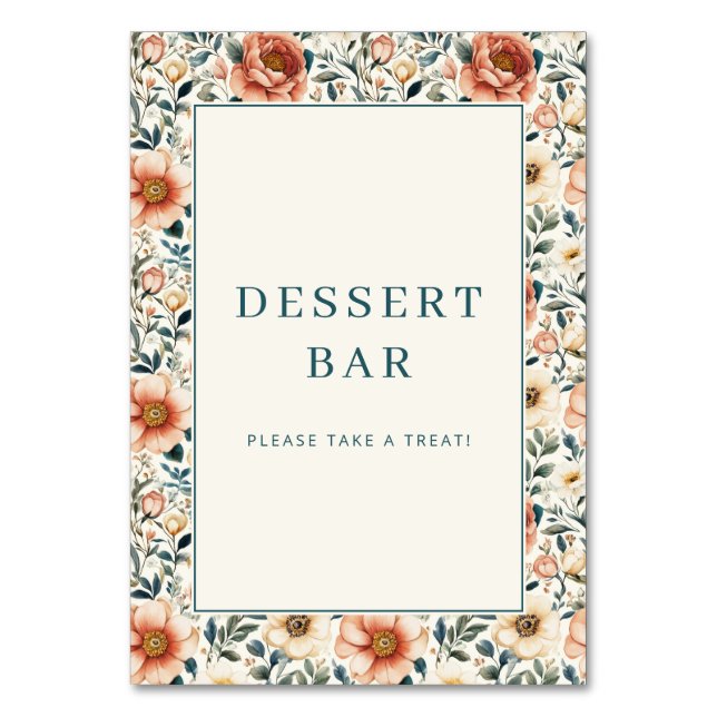Numéro De Table Panneau de bar à desserts floraux pastel joyeux (Par défaut)