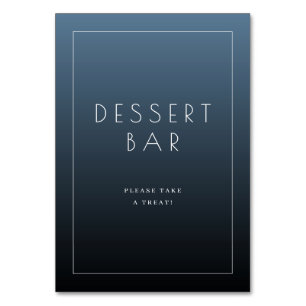 Numéro De Table Panneau de bar à desserts minimaliste bleu calme