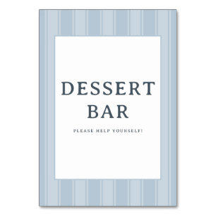 Numéro De Table Panneau de bar à desserts minimaliste bleu calme