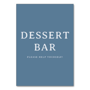 Numéro De Table Panneau de bar à desserts minimaliste bleu décontr