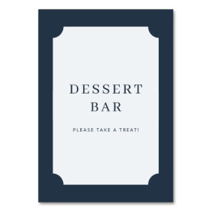 Numéro De Table Panneau de bar à desserts minimaliste bleu marine