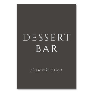 Numéro De Table Panneau de bar à desserts minimaliste gris élégant