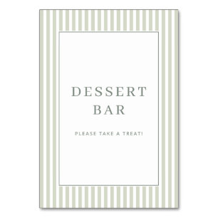 Numéro De Table Panneau de bar à desserts minimaliste vert beige j