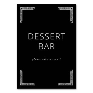 Numéro De Table Panneau de bar à desserts noir et blanc invitant