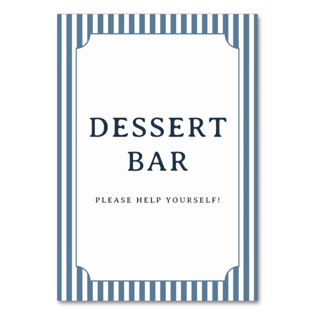 Numéro De Table Panneau de bar à desserts rayé bleu accueillant (Par défaut)
