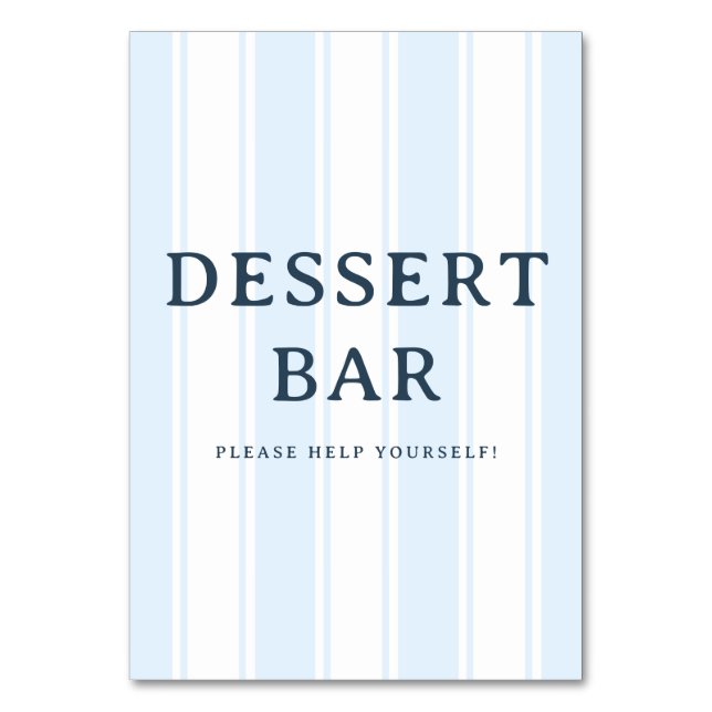 Numéro De Table Panneau de bar à desserts rayé bleu invitant (Par défaut)