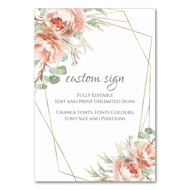Numéro De Table Panneau de mariage personnalisé Roses fuchsia (Par défaut)