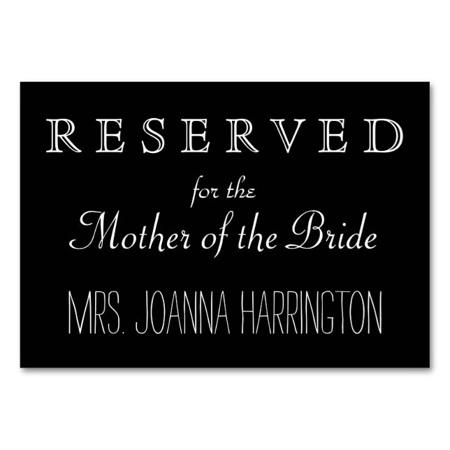 Numéro De Table Panneau de réservation de mariage noir et blanc (Devant)