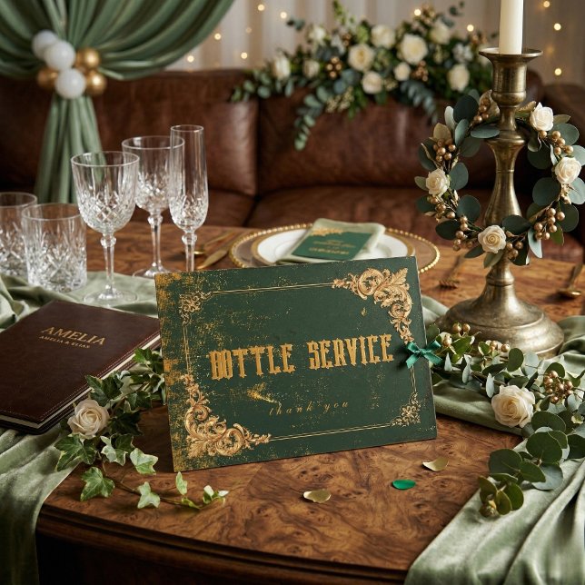 Numéro De Table Panneau de service de bouteille baroque or vert él (Créateur téléchargé)