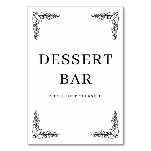 Numéro De Table Panneau de signalisation élégant pour bar à desser (Par défaut)