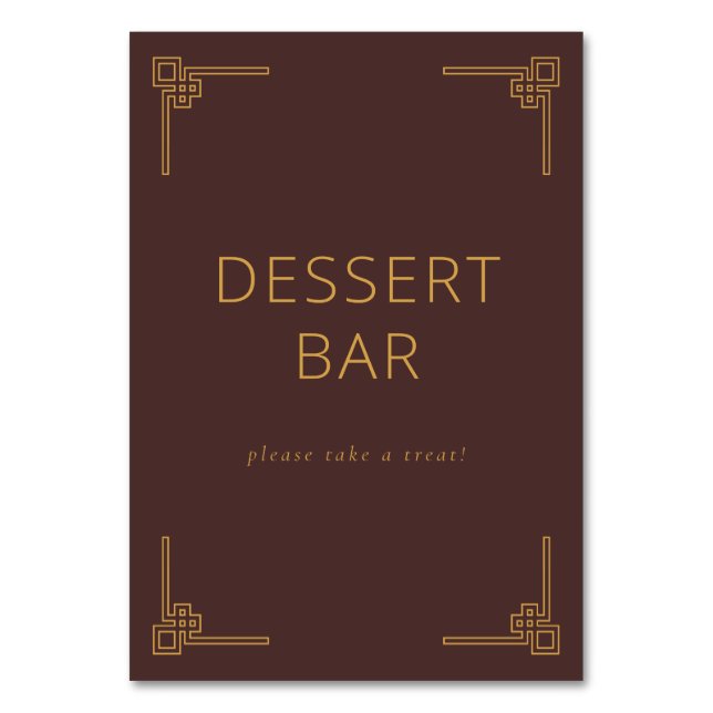 Numéro De Table Panneau de signalisation élégant pour bar à desser (Par défaut)
