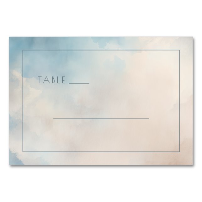 Numéro De Table Panneau de table à l'aquarelle bleu serein (Devant)