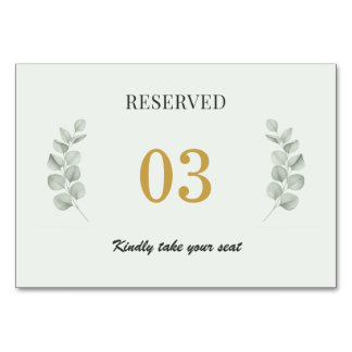 Numéro De Table Panneau de table de mariage réservé avec sauge bot