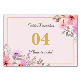 Numéro De Table Panneau de table de mariage réservé floral rose ro