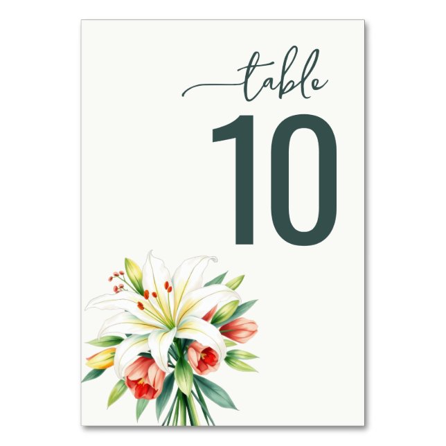 Numéro De Table Panneau de table fleuri vert sophistiqué (Par défaut)