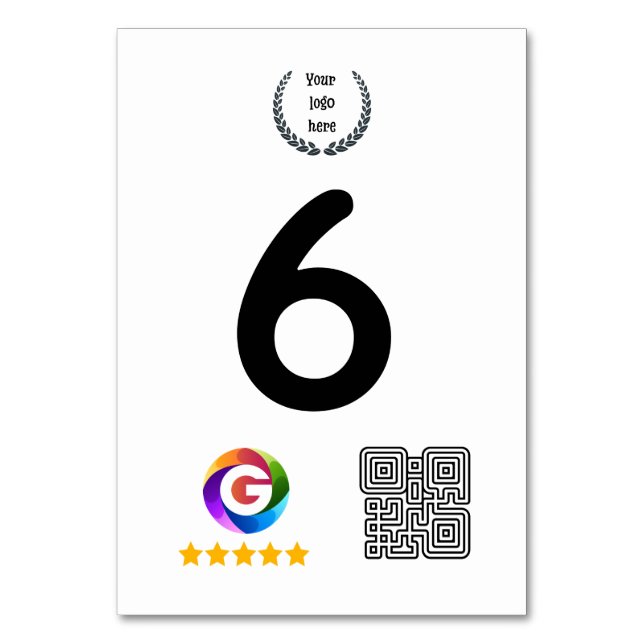 Numéro De Table Panneau de table Google Reviews | Socle de code QR (Par défaut)