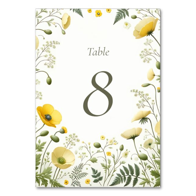 Numéro De Table Panneau Numéro de la table de Fleurs sauvages jaun (Par défaut)