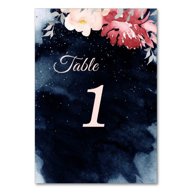 Numéro De Table Panneau Starry Night Floral Mariage Numéro de tabl (Par défaut)