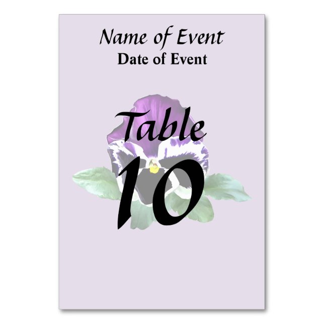 Numéro De Table Pansy pourpre et blanc (Dos)