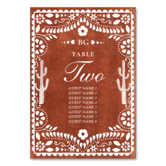 Numéro De Table Papel Picado Boda Mexican Terracotta Brown Wedding