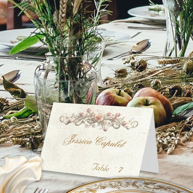 Numéro De Table Papier à en-tête Rose et monogramme en forme de cœ (Créateur téléchargé)
