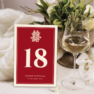 Numéro De Table Papier floral coupé Double bonheur Mariage chinois