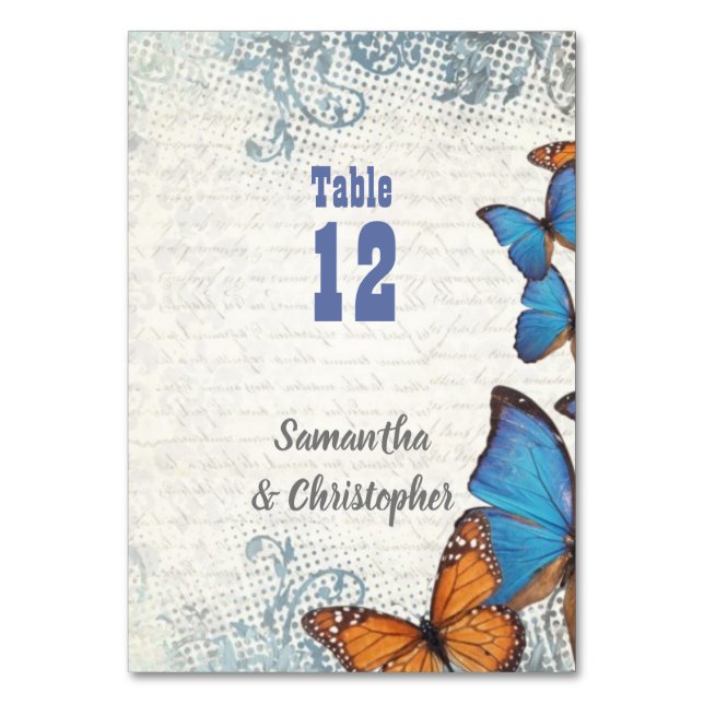Numéro De Table papillon bleu vintage (Par défaut)