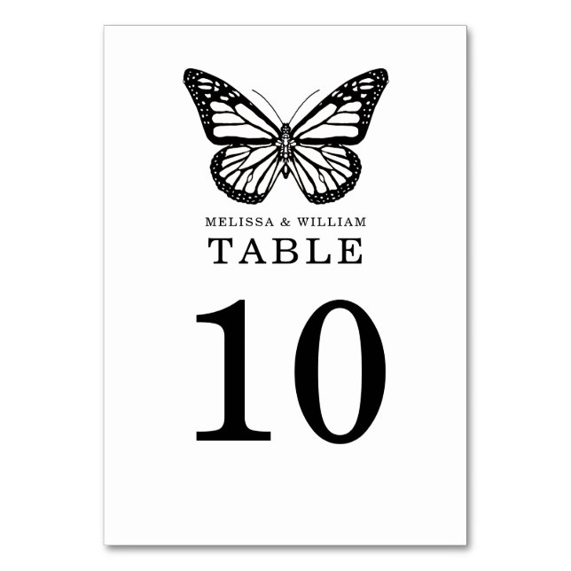 Numéro De Table Papillon noir et blanc de mariage (Par défaut)