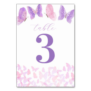 Numéro De Table Papillon rose et pourpre Quinceañera Numéros de ta