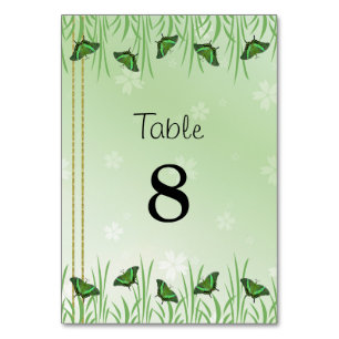 Numéro De Table Papillon vert sur vert clair -