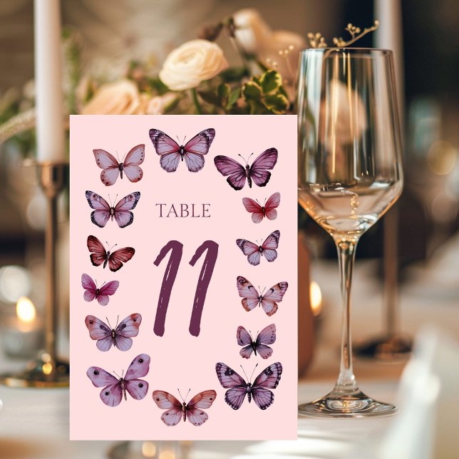 Numéro De Table Papillons Élégants Mariage PERSONNALISÉ (Elegant Butterflies CUSTOM Wedding Table Number
)