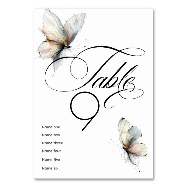 Numéro De Table Papillons pastel à l'encre abstraite élégants  (Par défaut)