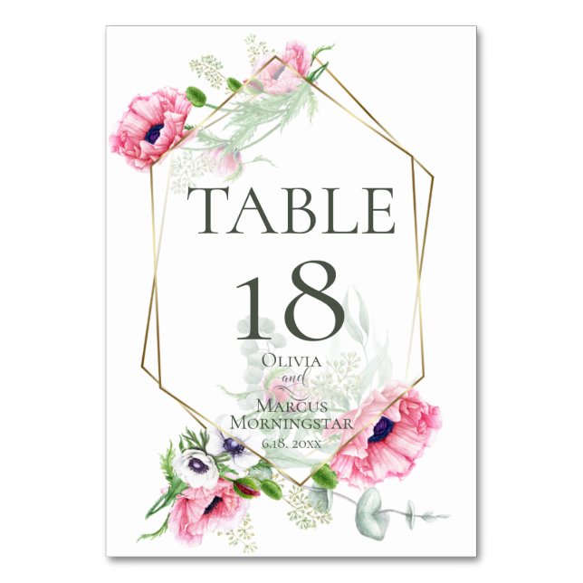 Numéro de table | Papillons rose aquarelle (Par défaut)
