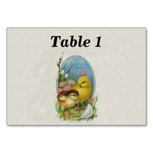 Numéro De Table Pâques Salutations Bébé Jaune Poussins Fleurs d'oe