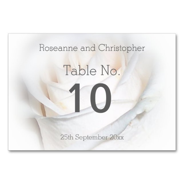 Numéro De Table Paramètre de table de Mariage Floral Blanc (Devant)