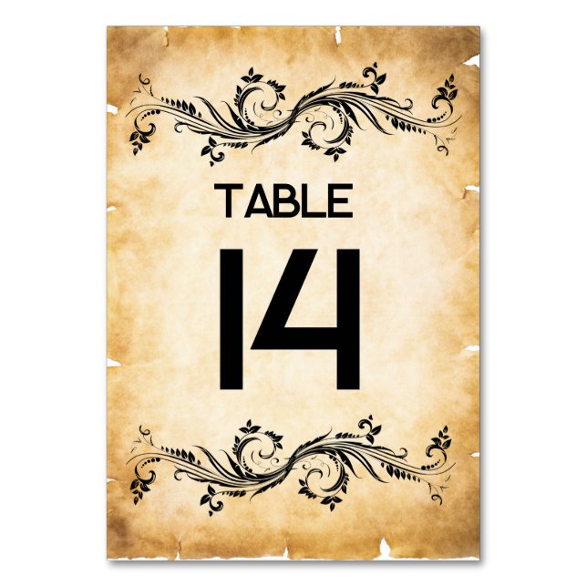 Numéro De Table Parchemin vintage Rustique (Par défaut)