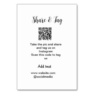 Numéro De Table Partager et marquer sur Instagram scan QR ajouter