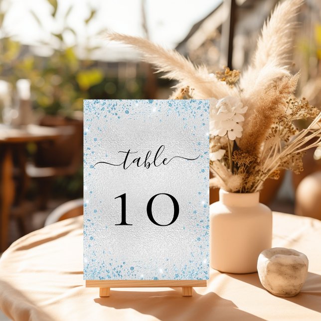Numéro De Table Parties scintillant bleu clair argent brille l'hiv (Créateur téléchargé)