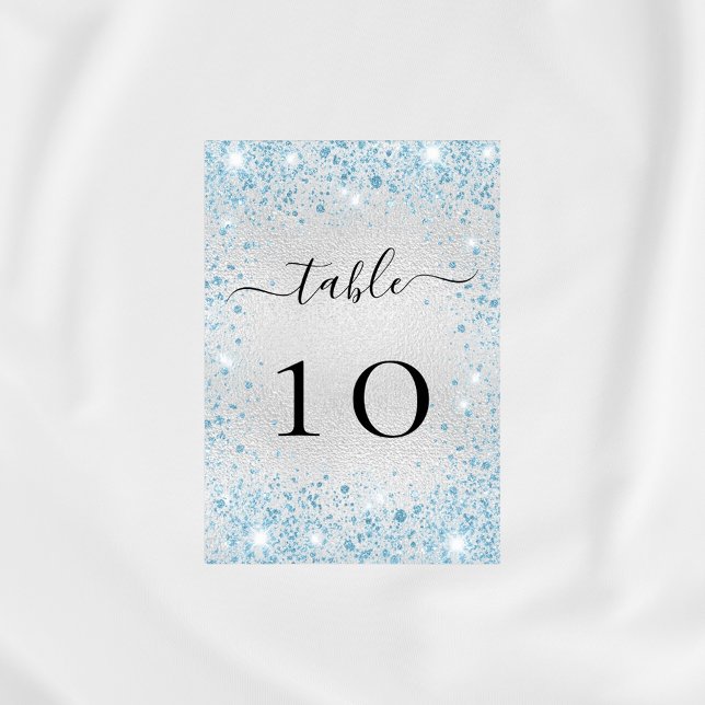 Numéro De Table Parties scintillant bleu clair argenté scintille g (Créateur téléchargé)