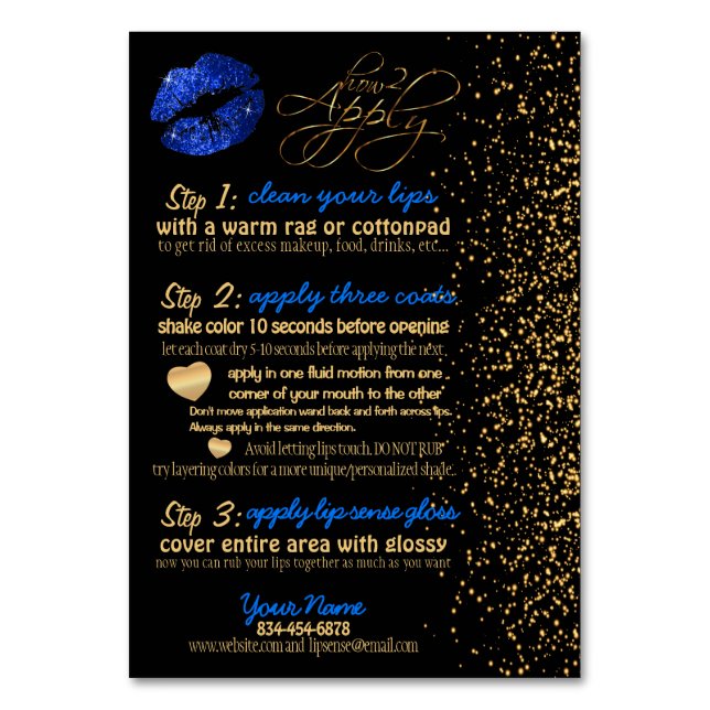 Numéro De Table Parties scintillant Bleue et Instructions pour la  (Par défaut)