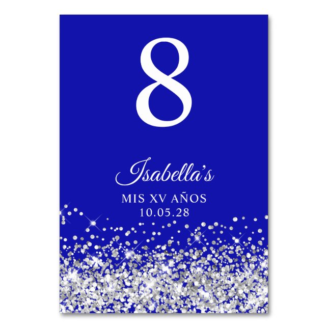 Numéro De Table Parties scintillant d'argent et Royal Blue Mis XV  (Par défaut)
