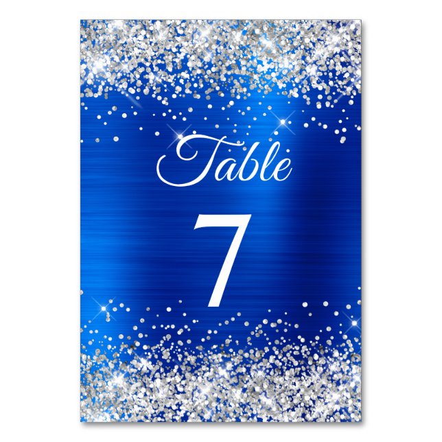 Numéro De Table Parties scintillant d'argent Royal Blue Foil Éléga (Par défaut)