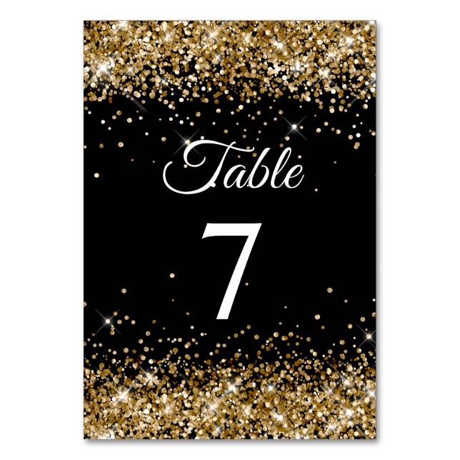 Numéro De Table Parties scintillant d'or noir élégante calligraphi (Par défaut)