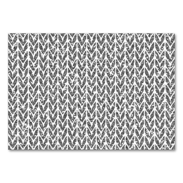 Numéro De Table Parties scintillant en argent Chevrons Knit Motif  (Devant)