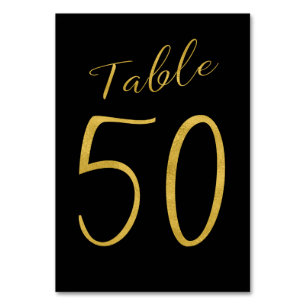Numéro De Table parties scintillant en or mariage noir élégant num