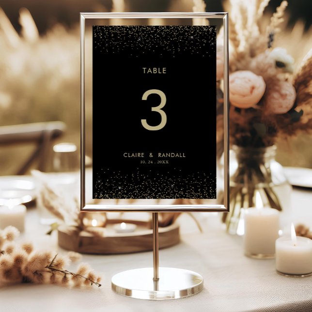 Numéro De Table Parties scintillant or Elegant Black Mariage Numér (Créateur téléchargé)